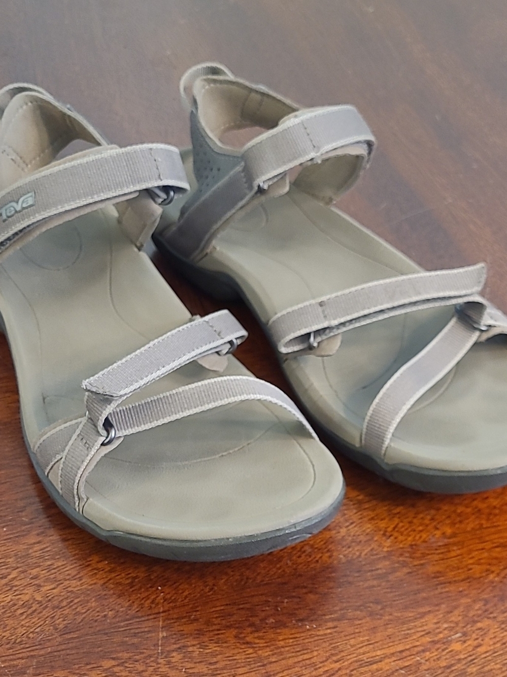 Teva Womens Verra gray Strappy Hook & Loop Sandals Adjustable Ankle Strap US 9.5